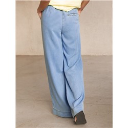 Брюки-палаццо с поясом на резинке из джинсового лиоцелла