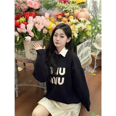 Женский свитшот с рубашечным воротником 2в1   МИУ МИ*У