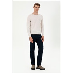 Erkek Slim Fit Bisiklet Yaka Taş Melanj Basic Kazak