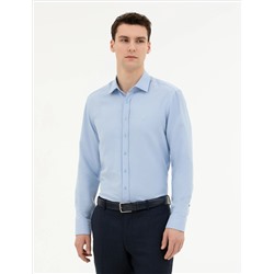 Koyu Mavi Slim Fit Uzun Kollu Gömlek