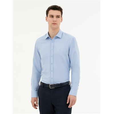 Koyu Mavi Slim Fit Uzun Kollu Gömlek