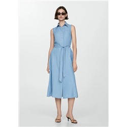 Vestido lyocell camisero lazo