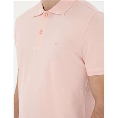 Pudra Slim Fit %100 Pamuk Polo Yaka Basic Tişört