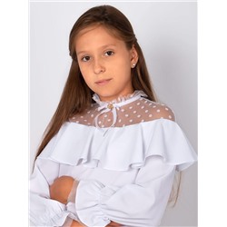 Блузка для девочки школьная нарядная белая 0202