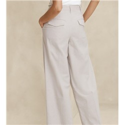 LINEN-BLEND WIDE-LEG PLEATED TROUSER