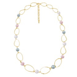 Колье Воздух (Майорка микс 12мм; покрытие золото) 100см, Есть комплект