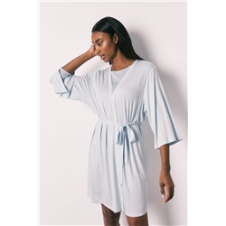 Bata midi viscosa tacto suave azul