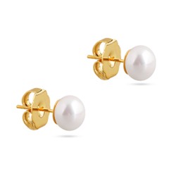 Пусеты (Майорка 8мм белая; покрытие золото), Есть комплект