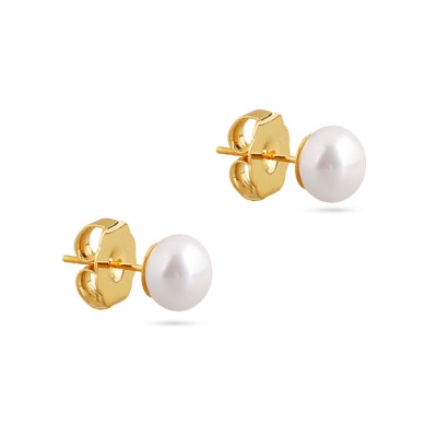 Пусеты (Майорка 8мм белая; покрытие золото), Есть комплект