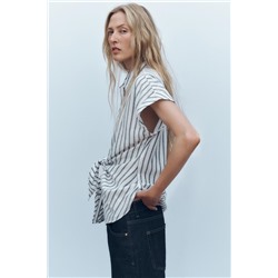 KNOTTED STRIPED LINEN SHIRT