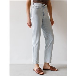 Джинсы мом фит из эластичного плотного денима