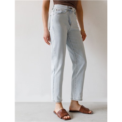 Джинсы мом фит из эластичного плотного денима