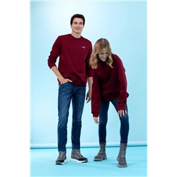 Bordo Bisiklet Yaka Basic Sweatshirt