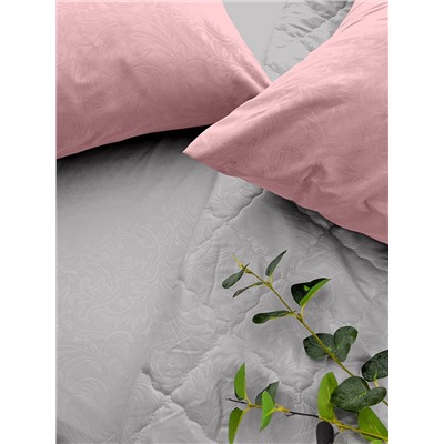 Комплект постельного белья с одеялом New Style КМ-019 серый-брусника