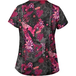 UA Artsy Hearts Black Print Scrub Top