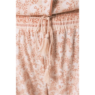 Pijama camisero 100% algodón flores naranja