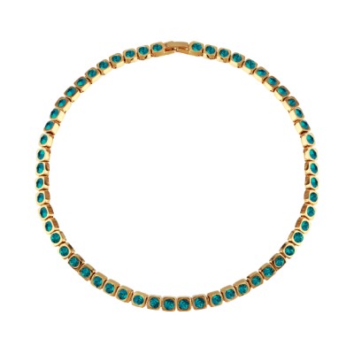 Колье Теннис (кристаллы SW изумруд 4мм; покрытие золото) 36-39см, Есть комплект