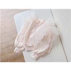 Очаровательный пуловер для девочек с объемными рукавами и "крылышками" из фатина. Экспорт в Штаты