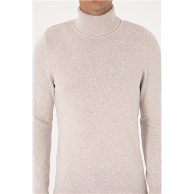 Erkek Slim Fit Boğazlı Yaka Taş Basic Kazak