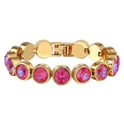 Браслет Теннис (кристаллы SW фуксия хамелеон 8мм; покрытие золото) 17-19см, Есть комплект