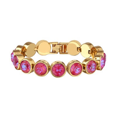 Браслет Теннис (кристаллы SW фуксия хамелеон 8мм; покрытие золото) 17-19см, Есть комплект