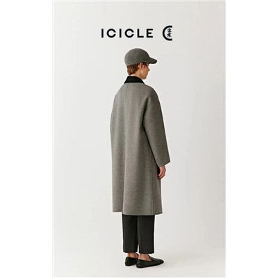 Двубортное шерстяное пальто средней длины АЙСИК*Л