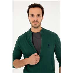 Erkek Koyu Yeşil Basic Triko Hırka
