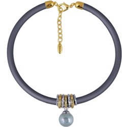 Колье Гевея (Майорка 16мм голубая, каучук графит; покрытие золото) 40-45см, Есть комплект