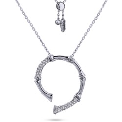 Кулон Бамбук (кристаллы белые; покрытие родий) 70см, Есть комплект