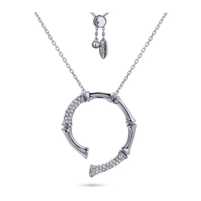 Кулон Бамбук (кристаллы белые; покрытие родий) 70см, Есть комплект