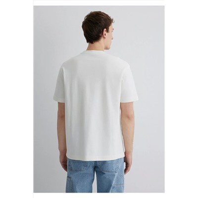 Mavi Baskılı Ekru Tişört Loose Fit / Bol Rahat Kesim 0612808-70057