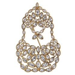 Брошь Матрешка (кристаллы SW белые; покрытие золото), Есть комплект