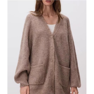 Женский мягкий шерстяной кардиган свободного покроя