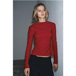 CREPE HIGH NECK T-SHIRT