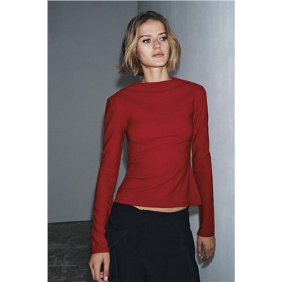 CREPE HIGH NECK T-SHIRT