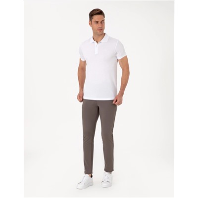 Beyaz Slim Fit %100 Pamuk Polo Yaka Basic Tişört