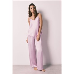 Pijama largo satén lila