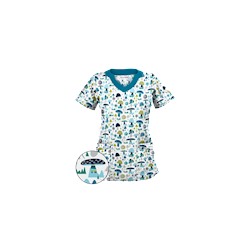 UA Mushroom Pickens Amazing Aqua Print Scrub Top