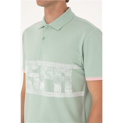 Erkek Regular Fit Su Yeşili Polo Yaka Tişört