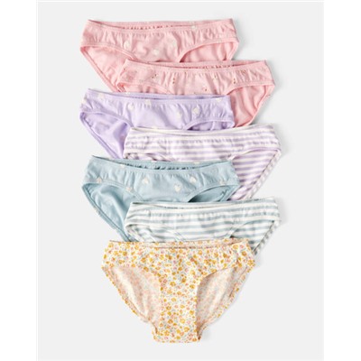 Girls 7-Pack Heart Floral Bikini Underwear - Blue/Purple