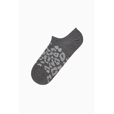Penti Leopard Shiny Stripe Gri  3lü Snekaer Çorap