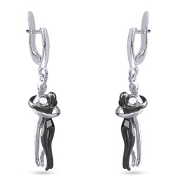 Серьги Объятия (покрытие родий, черный родий), Есть комплект