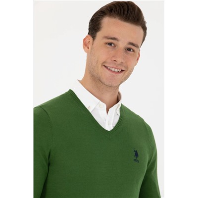 Erkek Yeşil Basic Kazak