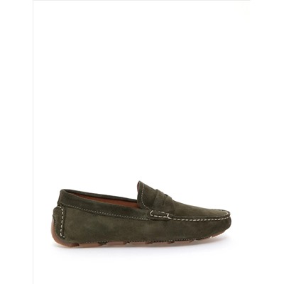 Haki %100 Deri Loafer Ayakkabı