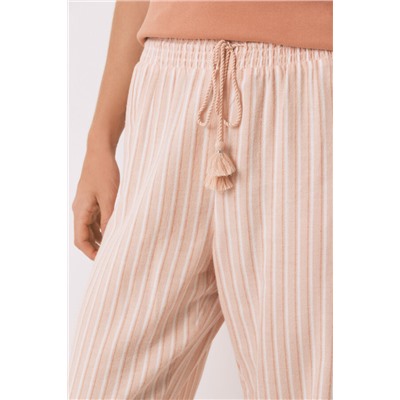 Pantalón largo franela rayas naranja