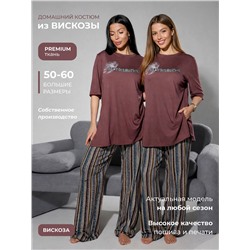 Женский костюм с брюками и футболкой 409