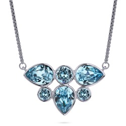 Кулон Эйва (кристаллы SW аквамарин; покрытие родий) 70см, Есть комплект