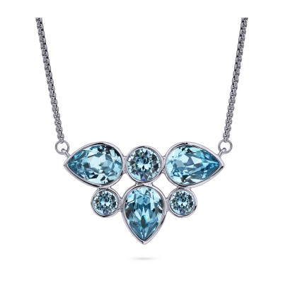 Кулон Эйва (кристаллы SW аквамарин; покрытие родий) 70см, Есть комплект