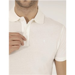 Beyaz Slim Fit Polo Yaka Basic Tişört