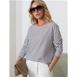 Лонгслив в полоску из премиального хлопка с эластаном